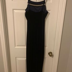Dark navy long velvet gown